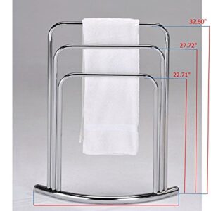 King's Brand Furniture-Kenneth Metal 3 Tier Freestanding Bathroom Towel Rack Stand, Chrome