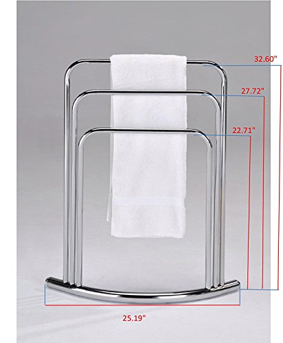 King's Brand Furniture-Kenneth Metal 3 Tier Freestanding Bathroom Towel Rack Stand, Chrome