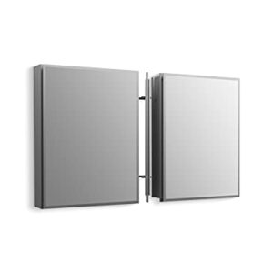 KOHLER CLC Flat, Single Medicine Cabinet with Mirrored Door, 20” Width x 26” Height, Aluminum, Frameless with Beveled Edges, One Size, Silver