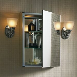 KOHLER CLC Flat, Single Medicine Cabinet with Mirrored Door, 20” Width x 26” Height, Aluminum, Frameless with Beveled Edges, One Size, Silver