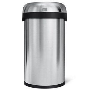 simplehuman 60 liter / 16 gallon bullet open top trash can, commercial grade heavy gauge, brushed stainless steel