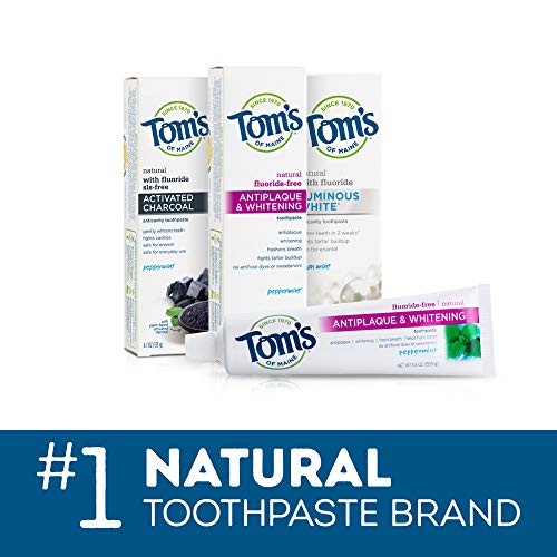 Tom's of Maine Simply White Toothpaste Gel, Whitening Toothpaste, Natural Toothpaste, Sweet Mint Gel, 4.7 Ounce, 6-Pack