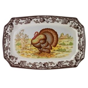spode woodland 17.5″ rectangular serving platter | turkey platter for thanksgiving, dinner parties, and other events | made from fine porcelain | microwave and dishwasher safe