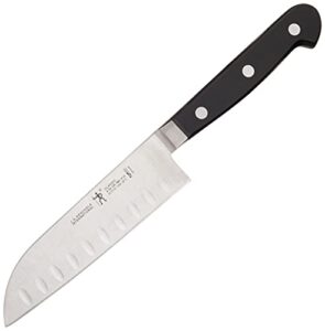 henckels classic razor-sharp 5-inch hollow edge santoku knife, german engineered informed by 100+ years of mastery