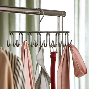 iDesign Axis Metal Hanger, Hanging Closet Organization Storage Holder, Men's Ties, Women's Shawls, Pashminas, Scarves, Clothing, Accessories, 14 Hooks, Tie and Belt Rack