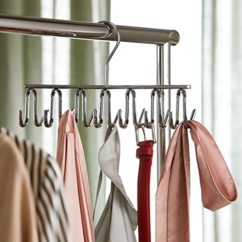 iDesign Axis Metal Hanger, Hanging Closet Organization Storage Holder, Men's Ties, Women's Shawls, Pashminas, Scarves, Clothing, Accessories, 14 Hooks, Tie and Belt Rack