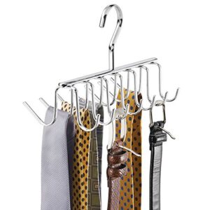 iDesign Axis Metal Hanger, Hanging Closet Organization Storage Holder, Men's Ties, Women's Shawls, Pashminas, Scarves, Clothing, Accessories, 14 Hooks, Tie and Belt Rack