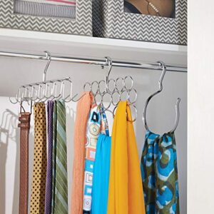 iDesign Axis Metal Hanger, Hanging Closet Organization Storage Holder, Men's Ties, Women's Shawls, Pashminas, Scarves, Clothing, Accessories, 14 Hooks, Tie and Belt Rack