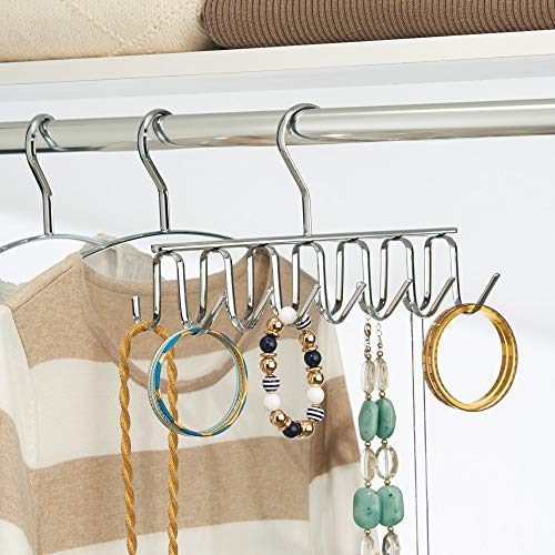 iDesign Axis Metal Hanger, Hanging Closet Organization Storage Holder, Men's Ties, Women's Shawls, Pashminas, Scarves, Clothing, Accessories, 14 Hooks, Tie and Belt Rack