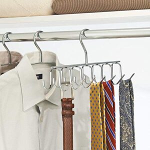 iDesign Axis Metal Hanger, Hanging Closet Organization Storage Holder, Men's Ties, Women's Shawls, Pashminas, Scarves, Clothing, Accessories, 14 Hooks, Tie and Belt Rack