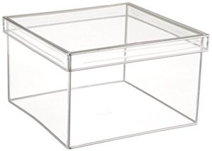 design ideas lookers box, 7.3″ x 7.3″ x 4.5″ soft vinyl storage bin with lid, clear pvc plastic with metal wire frame (large)