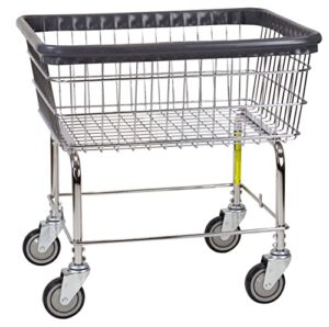 r&b wire™ 96b light duty rolling wire laundry cart, 2.5 bushel, chrome, made in usa