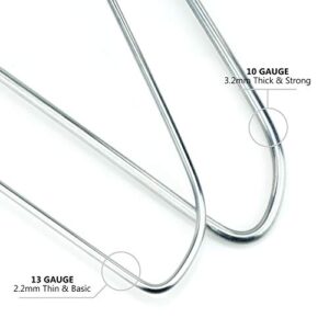 HANGERWORLD Silver Wire Metal Hangers Heavy Duty 20 Pack, 16 Inch 10 Gauge Strong, No Shoulder Bump Coat Hanger Style
