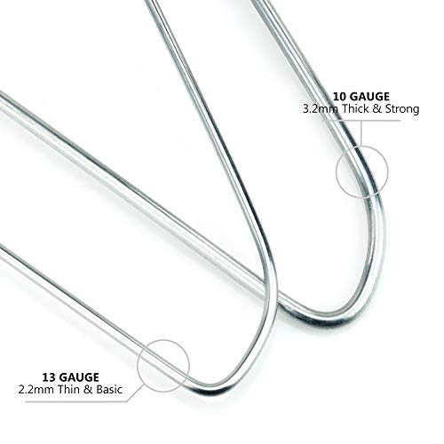 HANGERWORLD Silver Wire Metal Hangers Heavy Duty 20 Pack, 16 Inch 10 Gauge Strong, No Shoulder Bump Coat Hanger Style