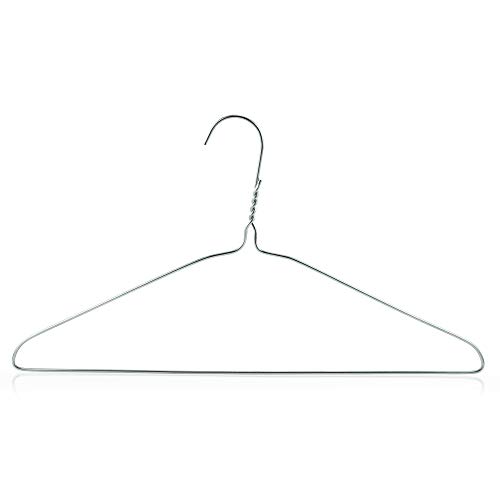 HANGERWORLD Silver Wire Metal Hangers Heavy Duty 20 Pack, 16 Inch 10 Gauge Strong, No Shoulder Bump Coat Hanger Style