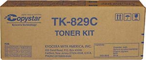 kyocera 1t02fzccs0 model tk-829c cyan toner kit for use with kyocera/copystar km-c2520, km-c2525, km-c2525e, km-c3225, km-c3225e, km-c3232, km-c3232e, km-c4035 and km-c4035e multifunction printers