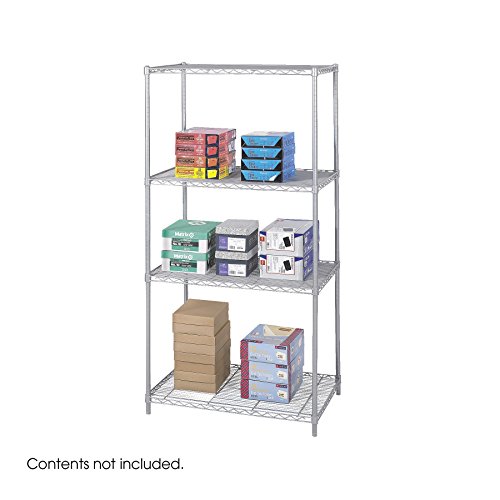 Safco Products Industrial Wire Shelving Starter Unit 36" W x 24" D x 72" H (Add-On Unit and Extra Shelf Pack Sold Separately), Metallic Gray