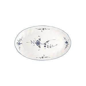 villeroy & boch vieux luxembourg pickle dish, 9.5 in, white/blue