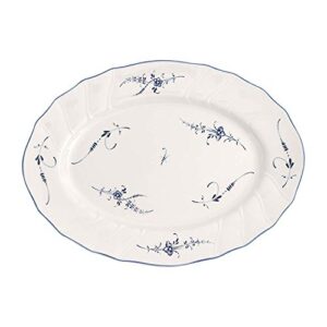 villeroy & boch vieux luxembourg oval platter, 14 in, white/blue
