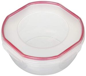 sterilite 03938604 rocket red ultra seal 2.5 quart clear plastic food storage latching bowl container box with lid, clear/red