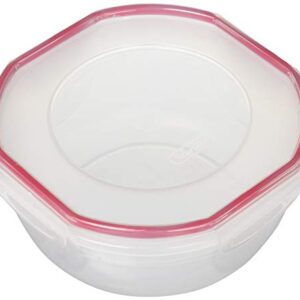 Sterilite 03938604 Rocket Red Ultra Seal 2.5 Quart Clear Plastic Food Storage Latching Bowl Container Box with Lid, Clear/Red
