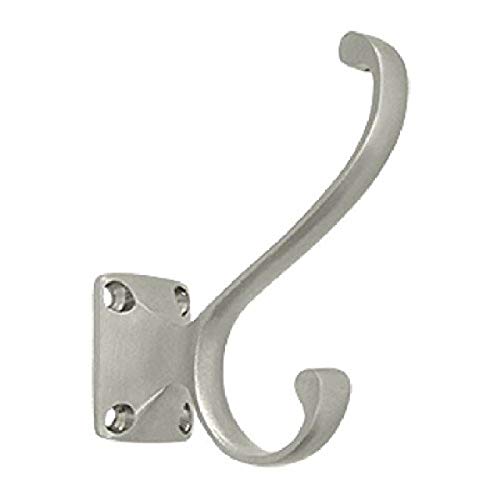 Deltana CAHH35U15 Solid Brass Heavy Duty Coat and Hat Hook, Satin Nickel, 3 3/8" Height