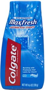 colgate max fresh liquid toothpaste with mini breath strips, cool mint, 4.6 oz (packaging may vary)