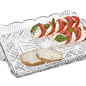 Godinger Dublin Crystal Rectangular Serving Tray, Clear