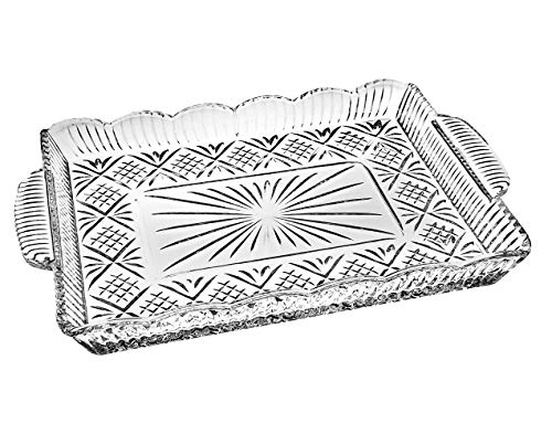 Godinger Dublin Crystal Rectangular Serving Tray, Clear