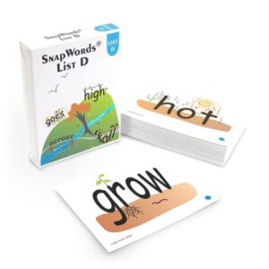snapwords® list d teaching cards sight words flash cards