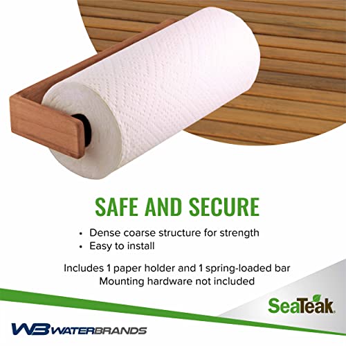SeaTeak Wall Mount Paper Towel Holder | Wooden Wall Paper Towel Holder | Modern Wall Paper Towel Holder | 12.25" L x 4.38" W x 1.88" H