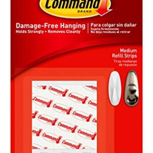 Command Medium Refill Adhesive Strips, Damage Free Hanging Wall Adhesive Strips for Medium Indoor Wall Hooks, No Tools Removable Adhesive Strips for Living Spaces, 9 White Command Strips