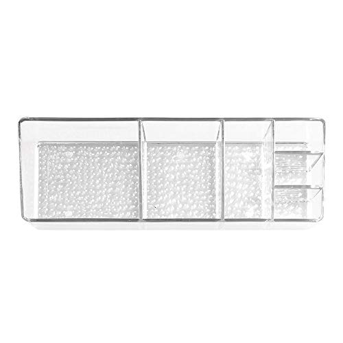 iDesign Divided Bathroom Vanity Organizer for Bathroom, Kitchen, Bedroom, Office, 9" x 3" x 2", Clear