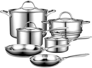 cooks standard multi-ply clad cookware set, 10 piece, silver