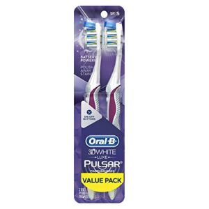 oral-b pulsar 3d white pulsar battery toothbrush, soft, 2 count (colors may vary)