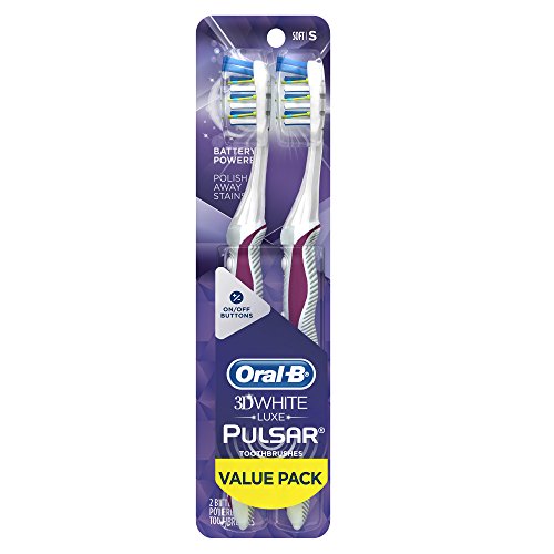 Oral-B Pulsar 3D White Pulsar Battery Toothbrush, Soft, 2 Count (Colors May Vary)