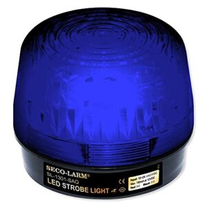 seco-larm sl-1301-baq/b blue led strobe light with 32 leds, adjustable flash speeds and patterns; operating life over 50000 hours (over 5.7 years); high-impact and heat-resistant lens