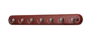 spectrum diversified seven key rack with 7 hooks for entryway organization to hold leashes lanyards and more, walnut