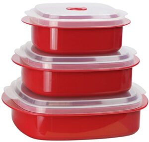 calypso basics by reston lloyd 6-piece microwave cookware, steamer and storage set, red