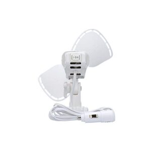 Caframo Ultimate. 12V Lighter Plug Fan for Boats and Campers. Easy to Clean. White, 5.25" x 2.5" x 8.0"