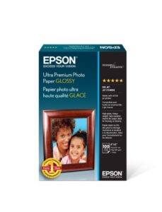 epson ultra premium photo paper glossy – s042174, 4″ x 6″ (100 sheets),white