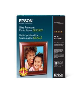 epson ultra premium photo paper glossy (8.5×11 inches, 50 sheets) (s042175),white