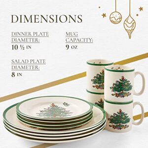 Spode Christmas Tree 12-Piece Dinnerware Set, Service for 4