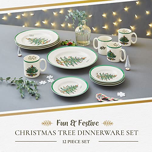 Spode Christmas Tree 12-Piece Dinnerware Set, Service for 4