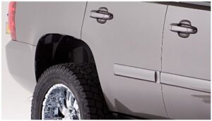 bushwacker pocket/rivet style front & rear fender flares | 4-piece set, black, smooth finish | 40937-02 | fits 2007-2014 chevrolet tahoe (excludes ltz)