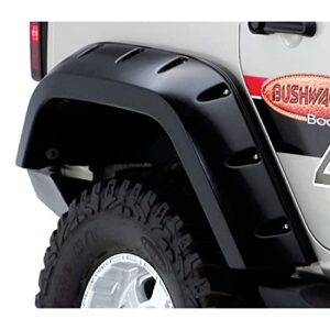 bushwacker max coverage pocket/rivet style rear fender flares | 2-piece set, black, textured finish | 10044-02 | fits 2007-2018 jeep wrangler jk unlimited