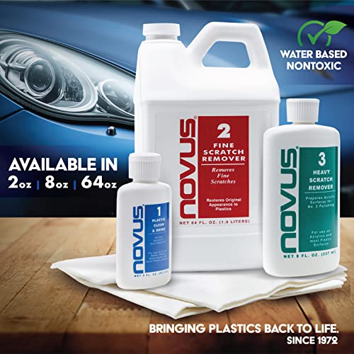 NOVUS-PK2-8 | Plastic Clean & Shine #1, Fine Scratch Remover #2 and Polish Mates Pack | 8 Ounce Bottles