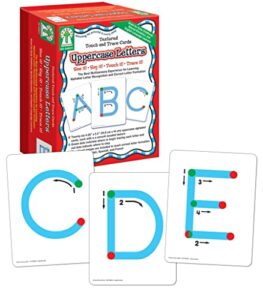 key education uppercase letters: textured touch and trace cards—color-coded alphabet cards with tracing points and directional arrows, alphabet learning and letter recognition skills (26 pc)