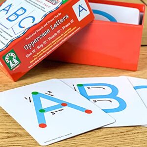 Key Education Uppercase Letters: Textured Touch and Trace Cards—Color-Coded Alphabet Cards with Tracing Points and Directional Arrows, Alphabet Learning and Letter Recognition Skills (26 pc)