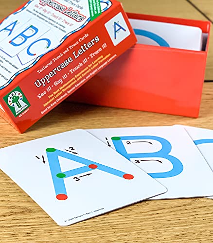 Key Education Uppercase Letters: Textured Touch and Trace Cards—Color-Coded Alphabet Cards with Tracing Points and Directional Arrows, Alphabet Learning and Letter Recognition Skills (26 pc)